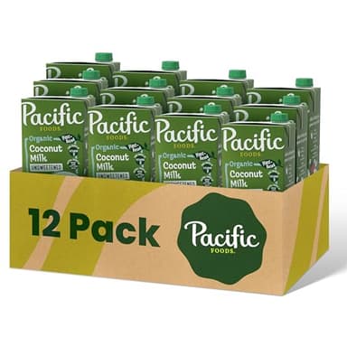 Pacific Foods Organic Unsweetened Coconut Milk, Plant Based Milk, 32 oz Carton (12 Pack) - Image 1