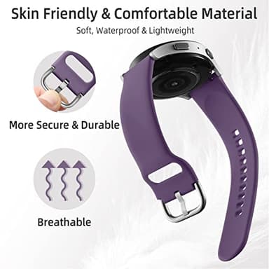 Maledan Bands Compatible for Samsung Galaxy Watch 4 5 6 7 FE 40mm 44mm, Galaxy Watch 5 Pro 45mm/4 6 Classic 42mm 46mm 43mm 47mm/Active 2, 20mm Soft Silicone Sport Wristband Women Men, Small, 8 Pack - Image 3
