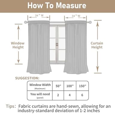 LAMIT Semi Sheer Cream Linen Curtains 36 Inch Length 2 Panels, Light Filtering Panels Back Tab and Rod Pocket Neutral Drapes for Bathroom/Kitchen/Loft Room, 34 x 36 Inch - Image 2