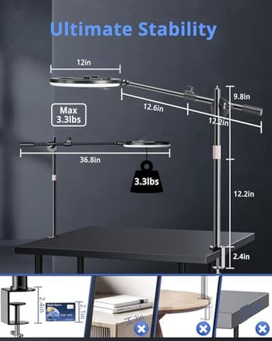 UBeesize 12" Ring Light with Overhead Phone Mount, LED Ring Light with Phone Holder and Stand, Desk Light Ring for iPhone,Cameras, Selfie Light for Live Streaming,Video Recording, Content Creation - Image 4
