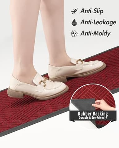 MontVoo-Front Door Mat Outdoor Indoor Entrance Doormat-Welcome Mat Outside Door Mats for Home Entrance Durable Absorbent Non Slip Dirt Trapper Heavy Duty-Red 24"x36" - Image 4