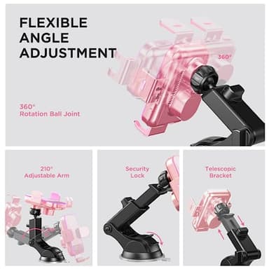 Wireless Car Charger,【7 Colored LED Backlit】 15W Auto Clamping Car Charger Phone Mount Holder fit for iPhone 14 13 12 Mini Pro Max 11 XR XS, Samsung Galaxy S23 Ultra S22 S21+ S10+ Note 20, etc - Pink - Image 7