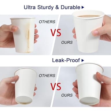 Lamosi 180 Count 12 oz Paper Coffee Cups, Disposable Paper Coffee Cups for Hot or Cold Drinks, 12 Ounce White Beverages Water Cups for Party, Picnic, Travel, Events - Image 3