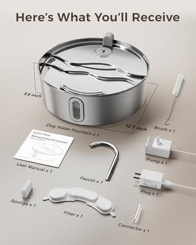 Smartoo Dog Water Fountain for Large Dogs 7L/236oz Stainless Steel Dog Water Bowl Dispenser Automatic Pet Water Fountain with Deeper Drinking Area, Multi-Filtration Pet Fountain with Ultra-Quiet Pump - Image 7