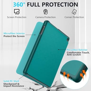 New Amazon Fire HD 8 Tablet Case (12th/10th Generation, 2024/2022/2020 Release), Lainergie Slim Light Smart Trifold Stand PU Lether Cover with Auto Wake/Sleep Incompatible with Old Version, Emerald - Image 3