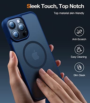 TORRAS Magnetic Designed for iPhone 13 Pro Max Case, [Military Grade Drop Tested] [Compatible with MagSafe] Shockproof Translucent Hard Back Soft Slim Protective Case for iPhone 13 Pro Max, Blue - Image 6