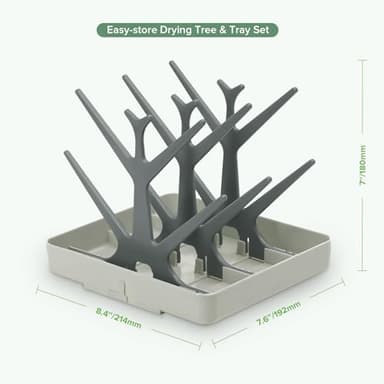 haakaa Baby Bottle Drying Rack, Space Saving Bottle Drying Tree for Bottles/Pump Parts/Pacifiers and Other Baby Essentials, Easy-Store Dryer Rack Great for Home & Travel, BPA Free (Slate Grey) - Image 2