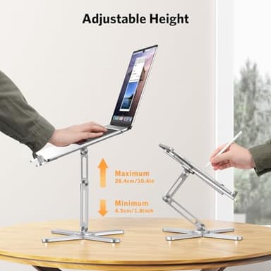 OMOTON 360° Rotating Laptop Stand Riser for Desk, Ergonomic Foldable Computer Stand Adjustable Height Angles for Collaborative Work, Easy Storage Fit Macbooks,All Laptops up to 16 inches, Silver - Image 7
