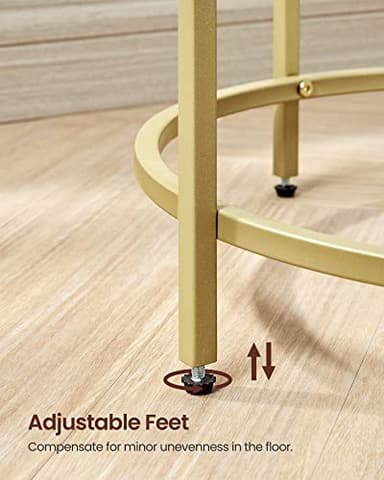 VASAGLE Round Side Tables, Set of 2, Glass End Tables with Metal Frame, Gold Coffee Tables with Modern Style, for Living Room, Balcony, Bedroom, Gold Color - Image 8