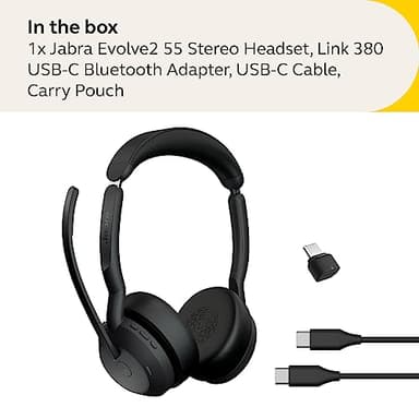 Jabra Evolve2 55 Stereo Wireless Headset - Features AirComfort Technology, Noise-Cancelling Mics & Active Noise Cancellation - MS Teams Certified, Works with Other Platforms - Black - Image 5