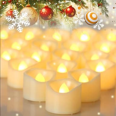 CANDLE CHOICE Battery Operated Flameless Tea Lights Bright Flickering LED Tealight Votive Candles for Wedding Party Table Centerpieces Halloween Christmas Decorations Batteries Incl Warm White 36 Pack - Image 2