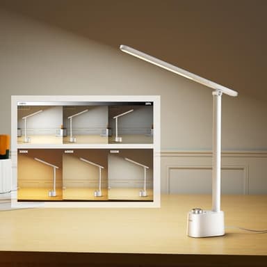 Honeywell Upgraded LED Desk Lamp - H01 Pro Sunturalux™ Foldable Desk Light with USB A+C Charging Port, 3 Color Modes Dimmable Table Lamp for Home Office Reading(White) - Image 4
