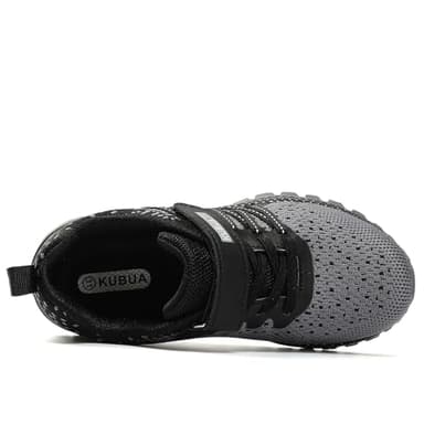 Kids Sneakers for Boys Girls Running Tennis Shoes Lightweight Breathable Sport Athletic Black Grey B Size US 11 Little Kid - Image 3