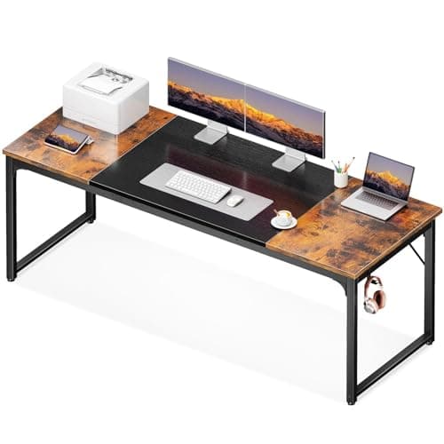 Coleshome 71 Inch Computer Desk, Modern Simple Style Desk for Home Office, Study Student Writing Desk, Vintage and Black - Image 1