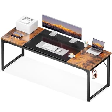 Coleshome 71 Inch Computer Desk, Modern Simple Style Desk for Home Office, Study Student Writing Desk, Vintage and Black - Image 1