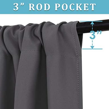 RYB HOME Blackout Curtains 63 inches Long - Energy Saving Insulation Large Window Curtain Blinds for Bedroom Living Room Dining Basement Home Office, W 70 x L 63 per Panel, Grey, 2 Pcs - Image 2