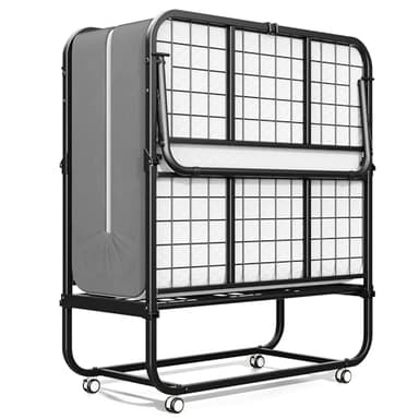 INTERGREAT Folding Bed, 75" x 31"Cot Size Portable Folding Beds for Adults, Metal Foldable Bed on Wheels for Guest, Space Saving Roll Away Beds for Easy Storage - Image 1