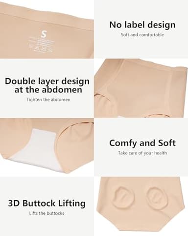 LEVAO Women Seamless Underwear High Waisted Tummy Control Panties No Show Shapewear Briefs Plus Size 4 Pack - Image 5