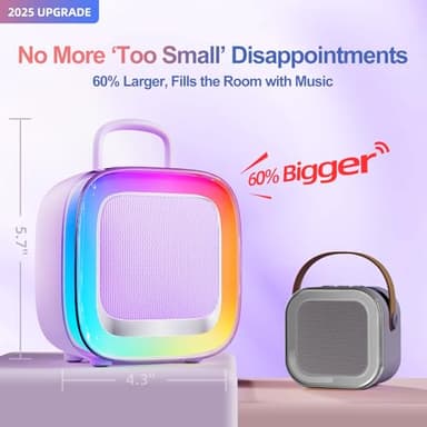Kinglucky Karaoke Machine for Kids Girls Ages 3-12 with 2 Light-Up Microphones, Bigger Size Yet Portable Bluetooth Speaker with Voice Effects for Birthday, Family Fun & Party (Purple) - Image 3