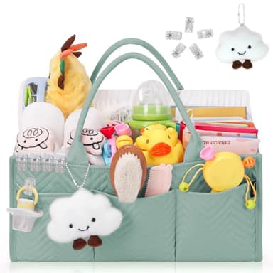 Skycase Large Diaper Caddy Organizer, Baby Organizers and Storage for Newborn Essentials Must Haves, Nursery Storage Basket for Baby Shower Gifts, Baby Registry Search for Boy or Girl - Green - Image 8