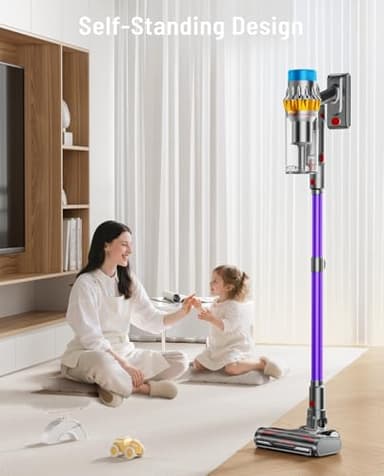 Cordless Vacuum Cleaner, 600W 50KPA 70Min Powerful Vacuum Cleaners for Home, Self-Standing Stick Vacuum Cordless Rechargeable/ Anti-Tangle/OLED Screen/1.8L Cup for Home Pet Hair/Carpet/Hardwood Floor - Image 4