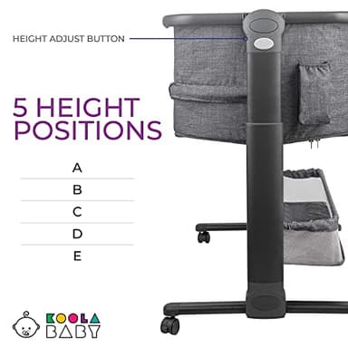 KoolerThings Baby Bassinet, Bedside Sleeper for Baby, Easy Folding Portable Crib with Storage Basket for Newborn, Bedside Bassinet, Comfy Mattress/Travel Bag Included (Bassinet) (Grey) - Image 6