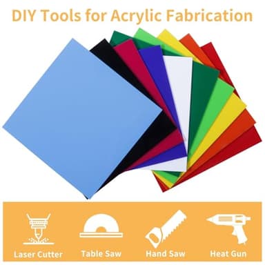 Gdhwxcl 1/8 Thick 10 x 10 inch Acrylic Sheets, 10 Pack Plexiglass Sheets for Creative DIY Projects Laser Cutting Engraving UV Printed Signs Crafts Badges - Multicolor - Image 5