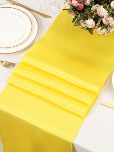 B-COOL Yellow Table Runner 10 Packs Satin Table Runners Reception Table Runners Silk Smooth Fabric for Birthday Party Banquet Table Decorations 12x108 inch - Image 3