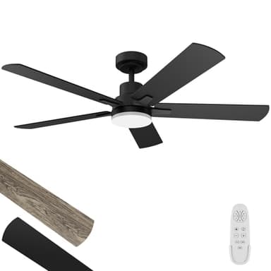 Ceiling Fan with Light 52-Inch, Remote Control Reversible DC Motors, 3CCT Dimmable Timer Noiseless, Black Ceiling Fan for Bedroom Living Room, Indoor&Outdoor ETL Listed - Image 1