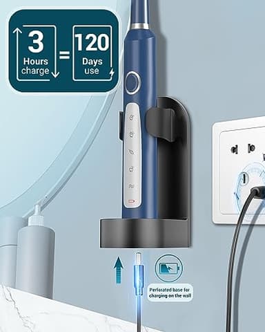 Rtauys Sonic Electric Toothbrush for Adults - Rechargeable, 41,000 Vibrations per Minute, Teeth Whitening, 8 Brush Heads, 24 Months of Usage, Blue - Image 6
