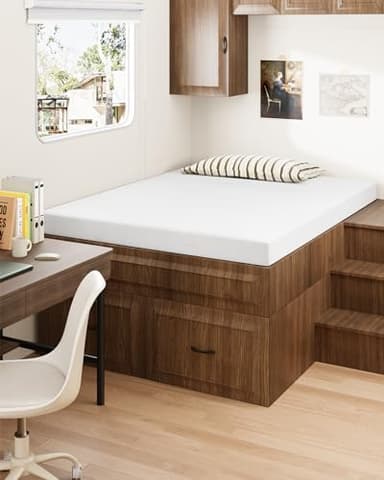 Zenzy 2" Twin Extra Long Firm Memory Foam Mattress Topper, [Removable] [Washable] Cover and [Adjustable] Straps, CertiPUR-US Certified Firm Mattress Topper Twin XL for College Dorm- White - Image 1