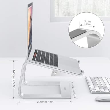OMOTON Laptop Stand, Detachable Laptop Mount, Aluminum Laptop Holder Stand for Desk, Compatible with MacBook Air/Pro, Dell, HP, Lenovo and All Laptops (11-16 inch), Silver - Image 2