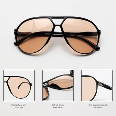 GUVIVI Retro Aviator Sunglasses for Women Men Oversized Classic 70s Vintage Trendy Square Aviators Tortoise Sun Glasses - Image 5