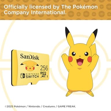 SanDisk 256GB Pokémon Pikachu microSDXC Card Licensed for Nintendo-Switch - Made for Nintendo-Switch 1, OLED, and Lite - SDSQXAO-256G-GN6ZK - Image 2