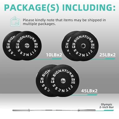 Fitvids Olympic 2" Bumper Plates Set Including 160LB Weight Plates Set & 7FT Olympic Barbell Bar(205 Pounds Total), Multiple Packages - Image 2