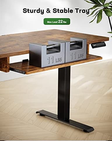 Marsail Standing Desk Adjustable Height with Extra Large Keyboard Tray, Electic 4 Memory Presets Cable Management 2 Storage Hooks, Sit Stand Up for Home Office, Rustic, 48Inch (TZESD14V) - Image 4