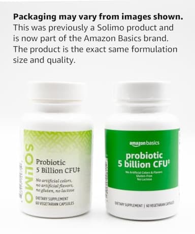 Amazon Basics - Probiotic, 5 Billion CFU, 8 Probiotic strains with 60 mg Prebiotic Blend, 60 Count Vegetarian Capsules, 2 Month Supply, Supports Healthy Digestion (Previously Solimo) - Image 3