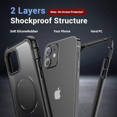 jaroco Magnetic for iPhone 12/12 Pro Case, [Compatible with MagSafe][Military Grade Drop Protection][Heavy Duty Protection][Non-Slip][Shockproof] 2-Layer Durable Bumper Phone Case 6.1''-Black - Image 3