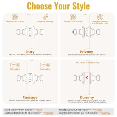 HOSOM 6 Pack Privacy Door Levers, Interior Door Handles for Bedroom and Bathroom, Wave Style Lever Handles Keyless, Satin Nickel Door Lock Reversible for Right & Left - Image 4