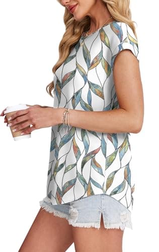 XIEERDUO Blouses for Women Business Casual Women's Summer Tops Cap Sleeve Womens Tops Hawaiian Shirts for Women XL - Image 3