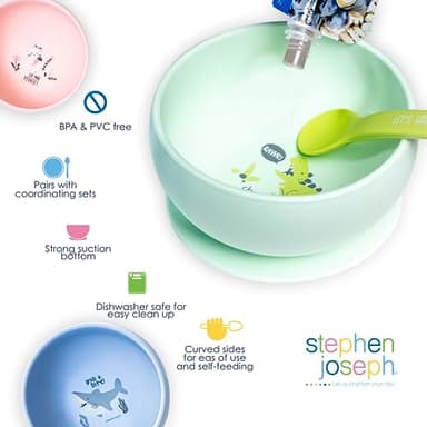 Stephen Joseph, Silicone Baby Bowls, Suction Bowl, Stay Put Suction Bowl, First Stage Self Feeding, Farm - Image 5