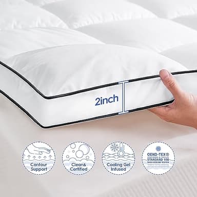 USKRIGE Cal King Mattress Topper, Extra Thick Cooling Mattress Pillowtop for Back Pain, Plush Mattress Pad Protector with 8-21 Inch Elastic Deep Pocket 6d Down Alternative Filling - Image 3