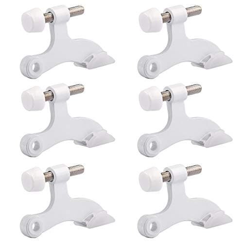 HOMOTEK 6 Pack Hinge Pin White Door Stopper,Adjustable Deluxe Heavy Duty Door Stopper 2-1/2"x1-3/4”,with White Rubber Bumper Tips - Image 1
