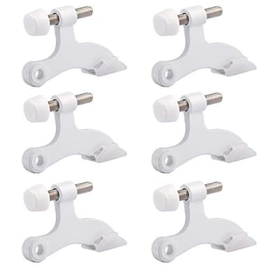HOMOTEK 6 Pack Hinge Pin White Door Stopper,Adjustable Deluxe Heavy Duty Door Stopper 2-1/2"x1-3/4”,with White Rubber Bumper Tips - Image 1