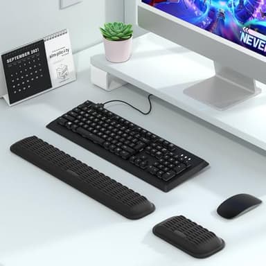 MEKASS Ergonomic Wrist Rest for Keyboard and Mouse, Soft Memory Foam Keyboard Wrist Rest Set with Non-Slip Silicone Base, Easy Typing, Pain Relief, Comfort for Office, Work, Gaming (Classic Black) - Image 8