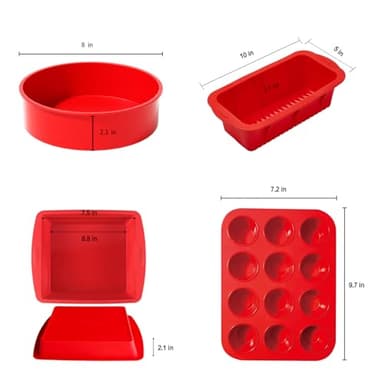 Avidon Silicone Baking Pans Sets - Nonstick Bakeware Set with Loaf Pan, Muffin Pan, Square/Round Cake Pan, silicone baking molds for baking cakes, loaf, bread (5 packs bakeware set) - Image 5
