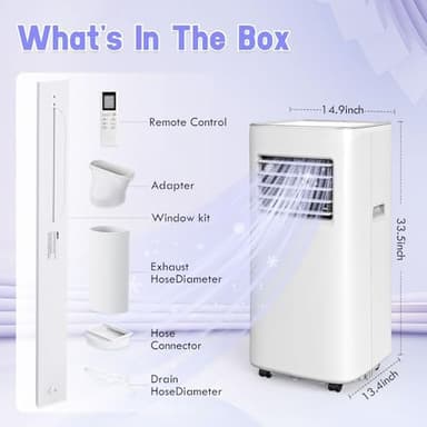 Spürbar 8500BTU Portable Air Conditioner 3-IN-1 with Fan&Dehumidifier AC unit with LED Remote Control up to 450 sq.ft. Room Air Conditioner with Sleep Mode,24H Timer,2 speed,Auto-evaporativ - Image 7