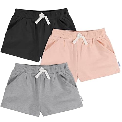 Gerber Baby Girls' 3-Pack Knit Shorts, Grey - Image 1