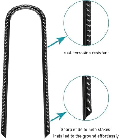 Eurmax USA Ground Anchors, Heavy Duty Ground Stakes, Trampoline Stakes, Tent Stakes Anchor Kit for High Wind, 12” Galvanized Steel Rebar Stakes, Metal Stakes, Trampoline Accessories,Pack of 8(Black) - Image 3