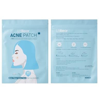 LitBear Acne Pimple Patches- Day and Night 4 Sizes 180 Dots Thin & Thick Hydrocolloid Patches with Witch Hazel, Tea Tree & Calendula Oil, Extra Adhesion for Face Zit Patch Dots - Image 9